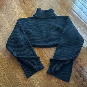 Charcoal Ribbed Turtleneck Sweater